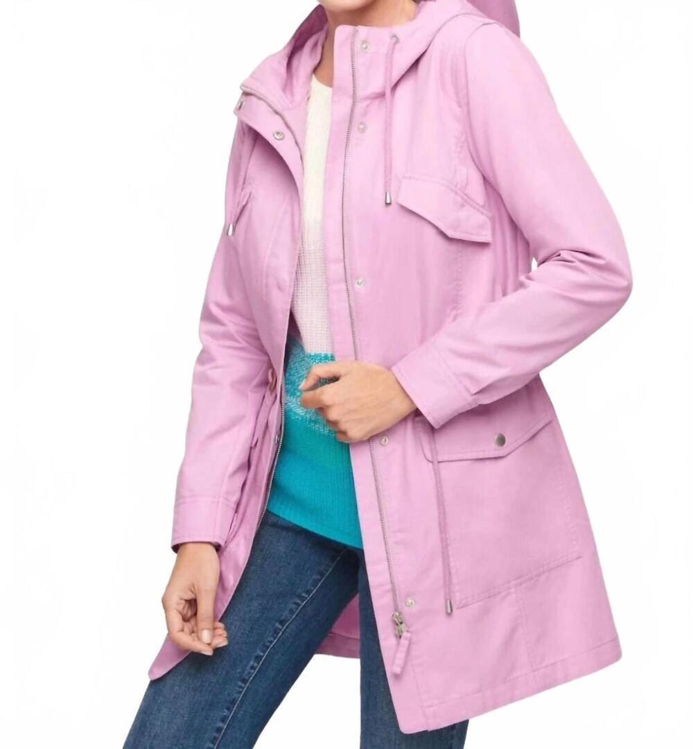 NEW TALBOTS hooded washed cotton anorak jacket in purple